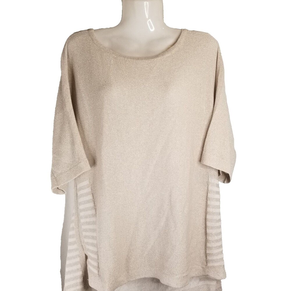 Chico's Knit Tunic Top Metallic Thread Accent Design Round Neckline Size Medium